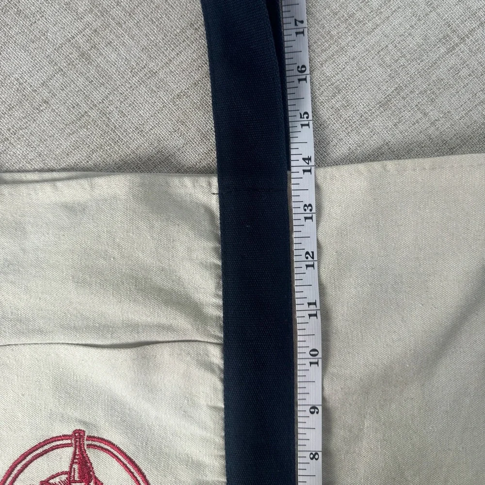 Trader Joe's Canvas Boat Tote Bag Navy & Natural Embroidered Logo
